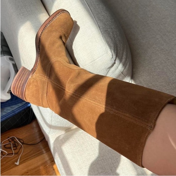 Frye Shoes - Rare FRYE suede campus boots brown leather boots tall square toe size 9.5